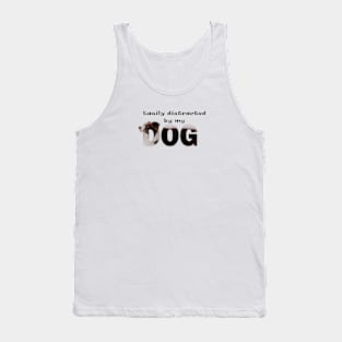 Easily distracted by my dog - brown and white collie in snow oil painting word art Tank Top